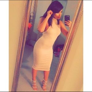 Baby pink halter midi dress